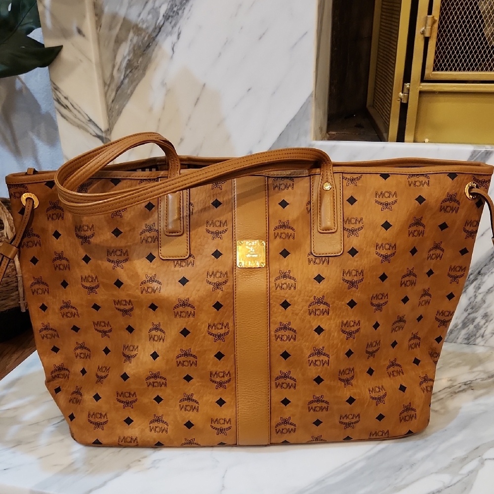 MCM Cognac Visetos Large Tote